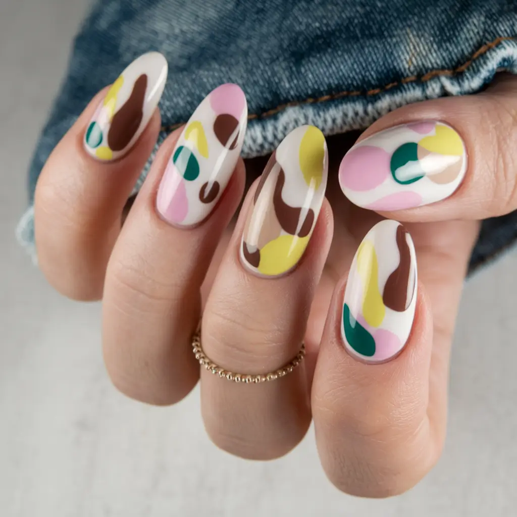 Fall Geometric Nails 2025 Soft Abstract With Pastel Energy