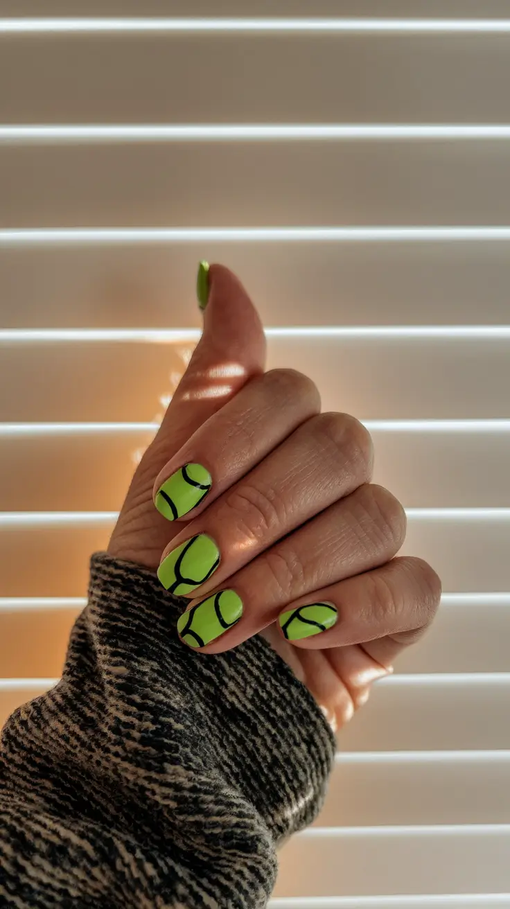 fall green nails 2025 Tennis Ball Pop