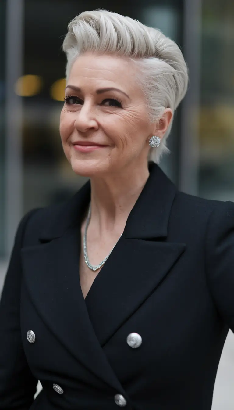 fall hairstyles women over 50 Modern Short Shaved Pixie with Volume