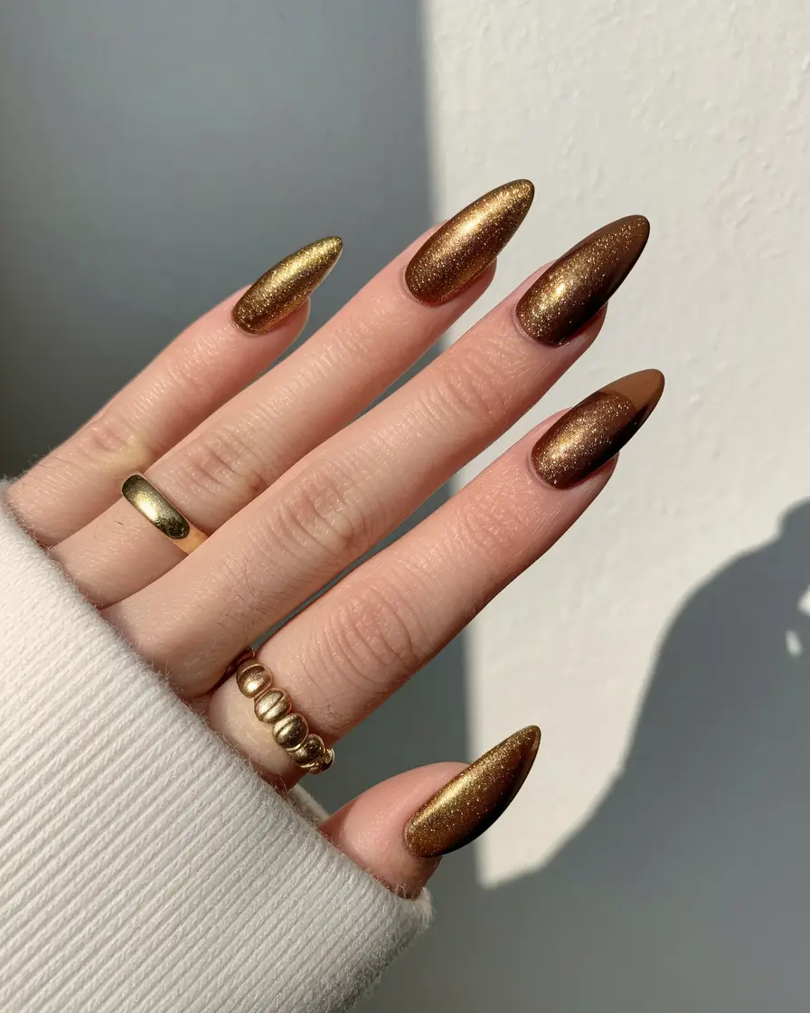 fall manicure 2025 Bronzed Gradient Glam