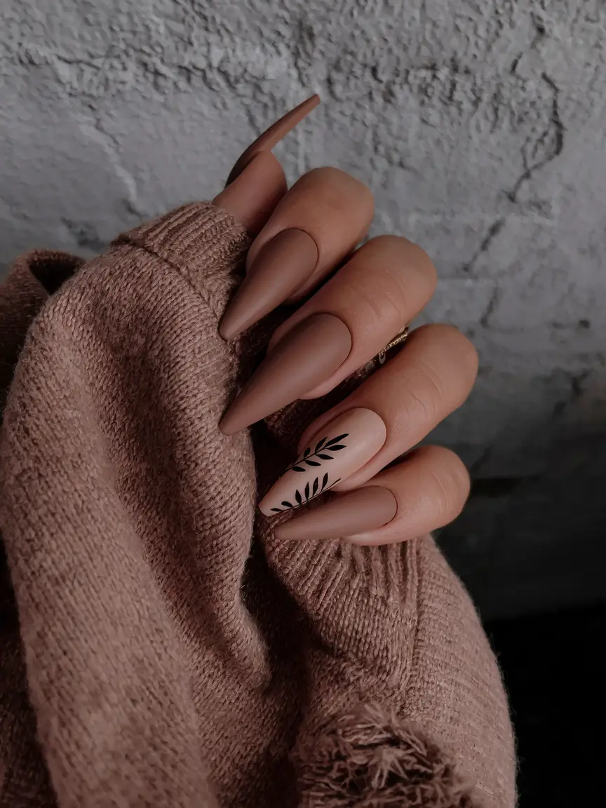 Fall Nail Colors for Brown Skin 2025 – Matte Cocoa Leaves