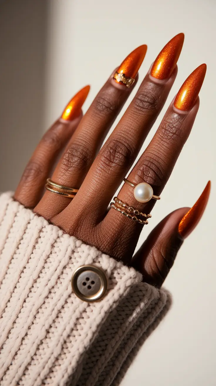 Fall Nail Colors for Brown Skin 2025 – Spiced Cider Molten Almond