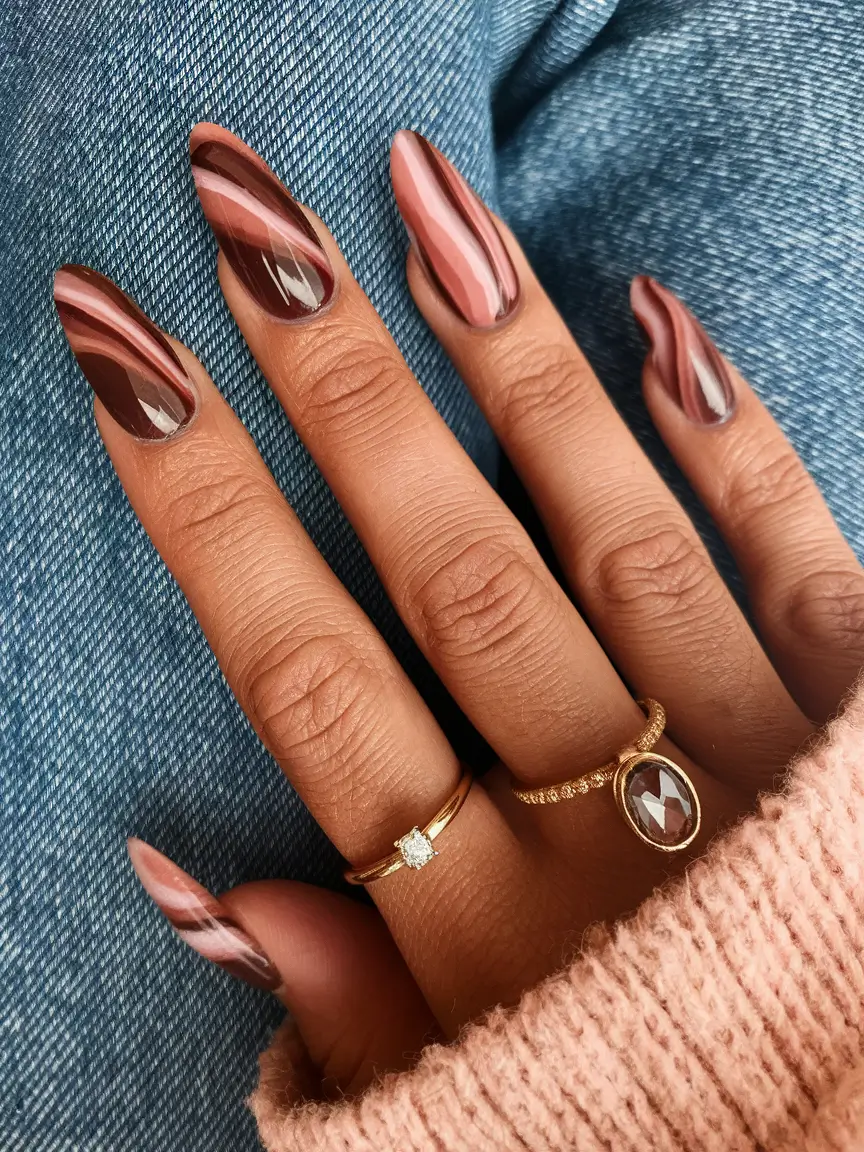 Fall Nail Colors for Brown Skin 2025 – Velvet Cocoa Cat-Eye
