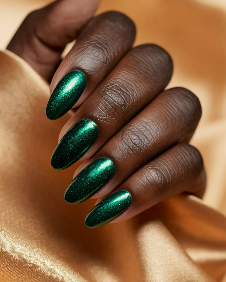 Fall nail colors for dark skin 2025 – Deep Emerald Glow