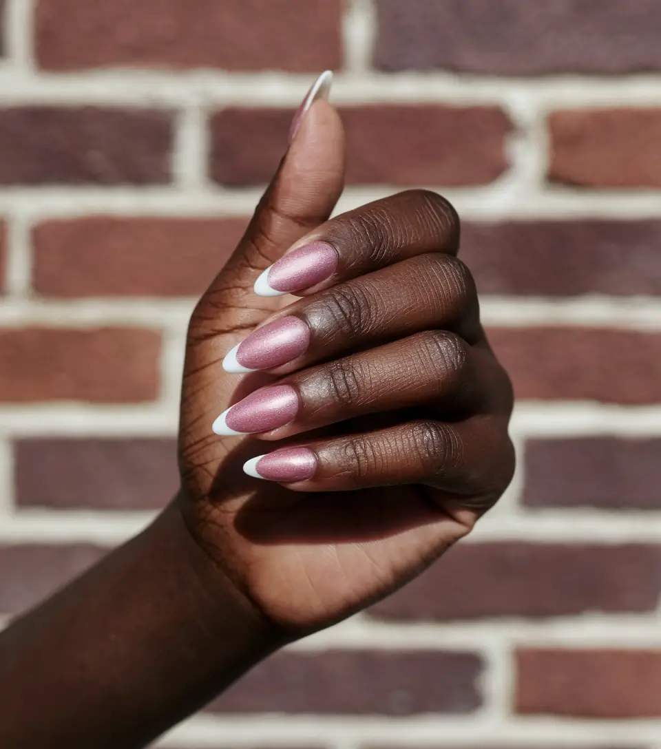 Fall nail colors for dark skin 2025 – Rose Pearl French Almond