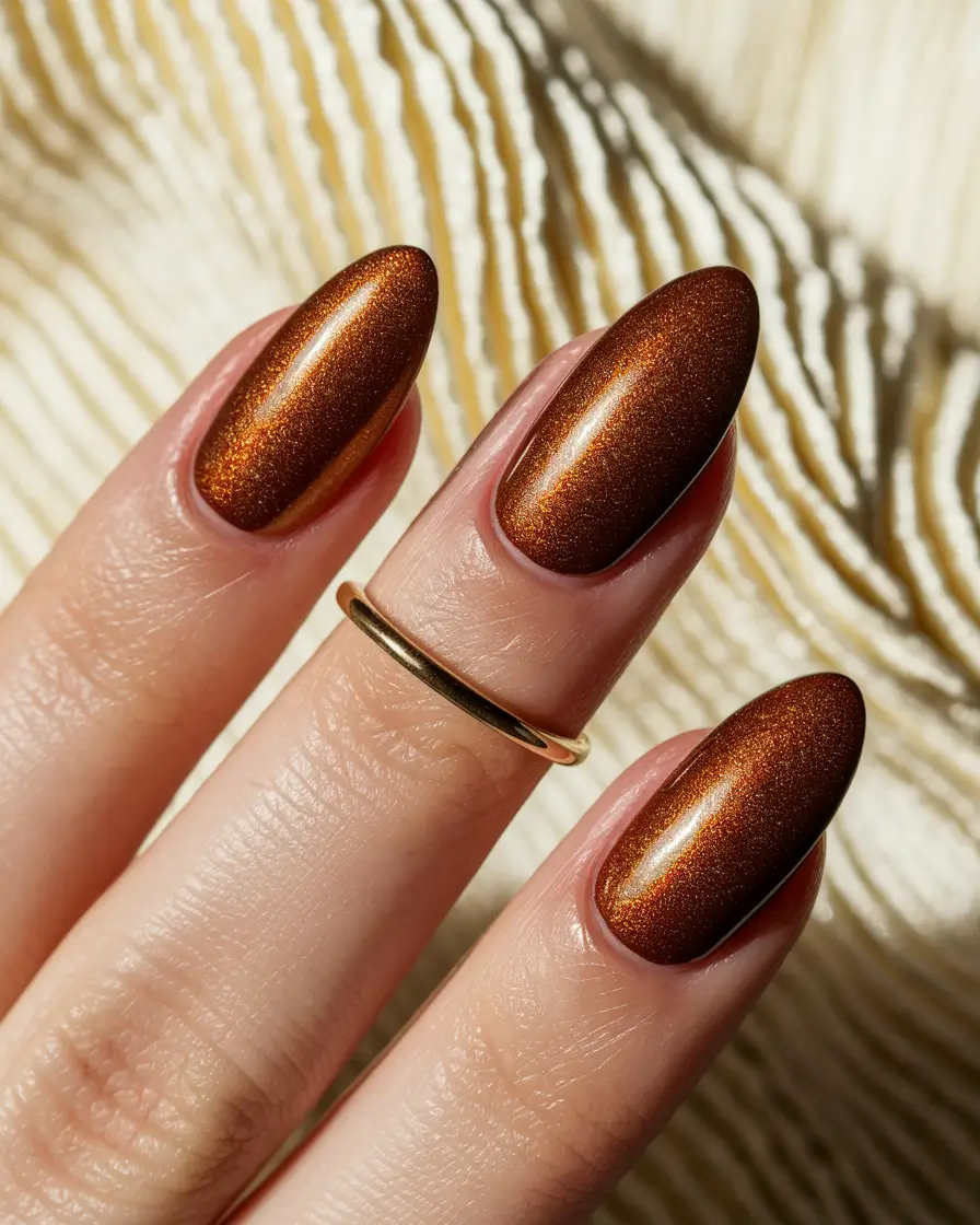 Fall nail colors for fair skin 2025 – Molten Caramel Shimmer