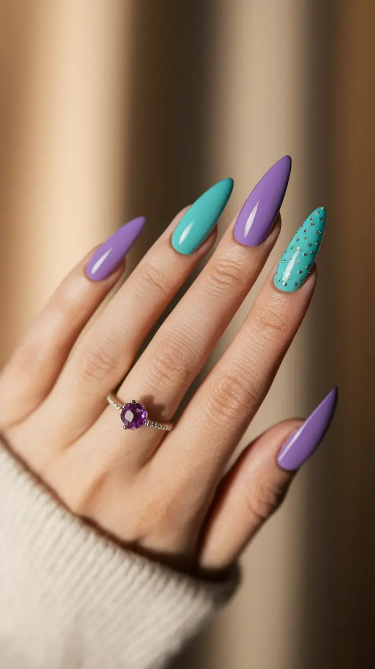 Fall nail colors for fair skin 2025 – Amethyst & Teal Switch-Up