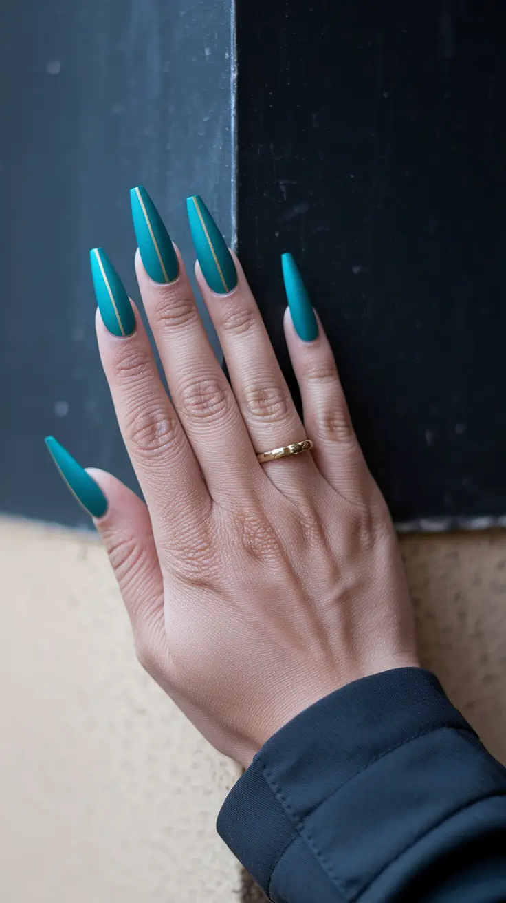 Fall nail colors for fair skin 2025 – Teal Velvet Pinstripe