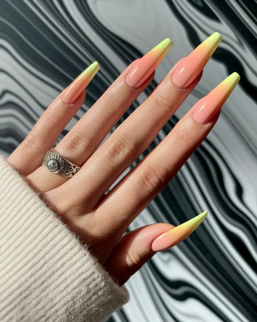 Fall nail colors for fair skin 2025 – Citrus Sunset Ombré