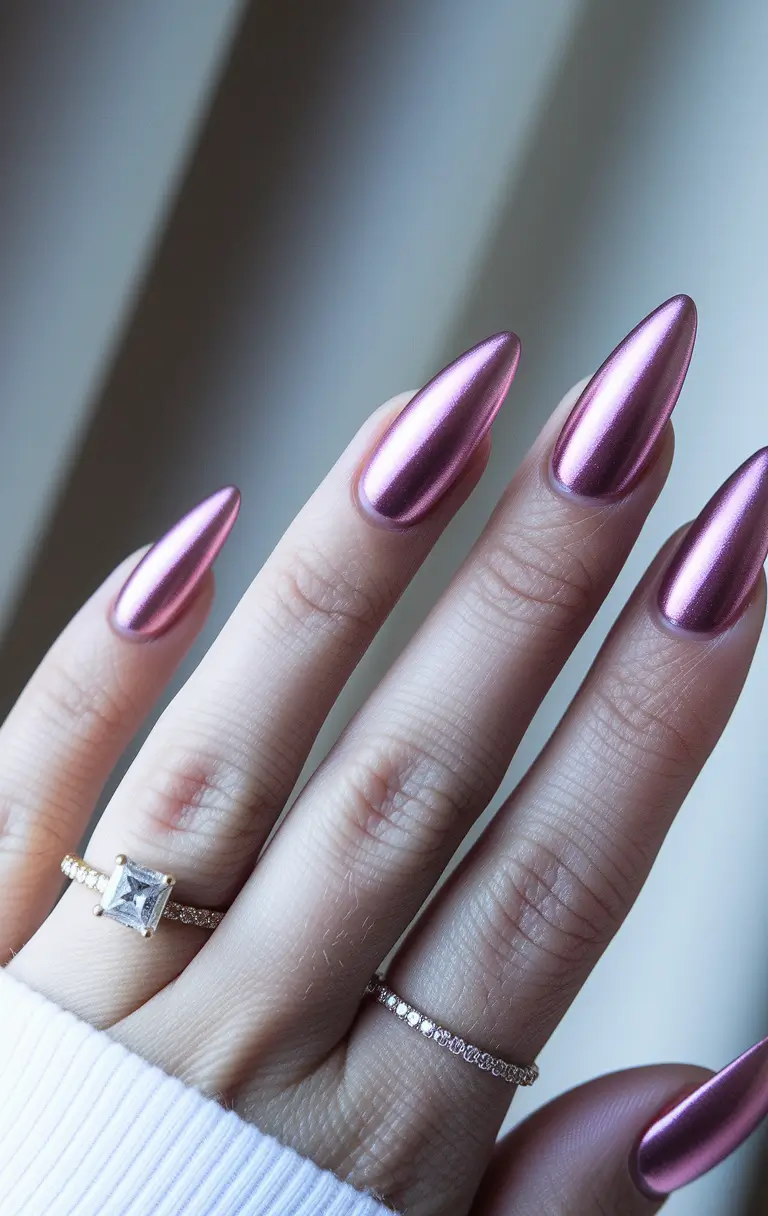 Fall nail colors for fair skin 2025 – Rosé Chrome Mirror
