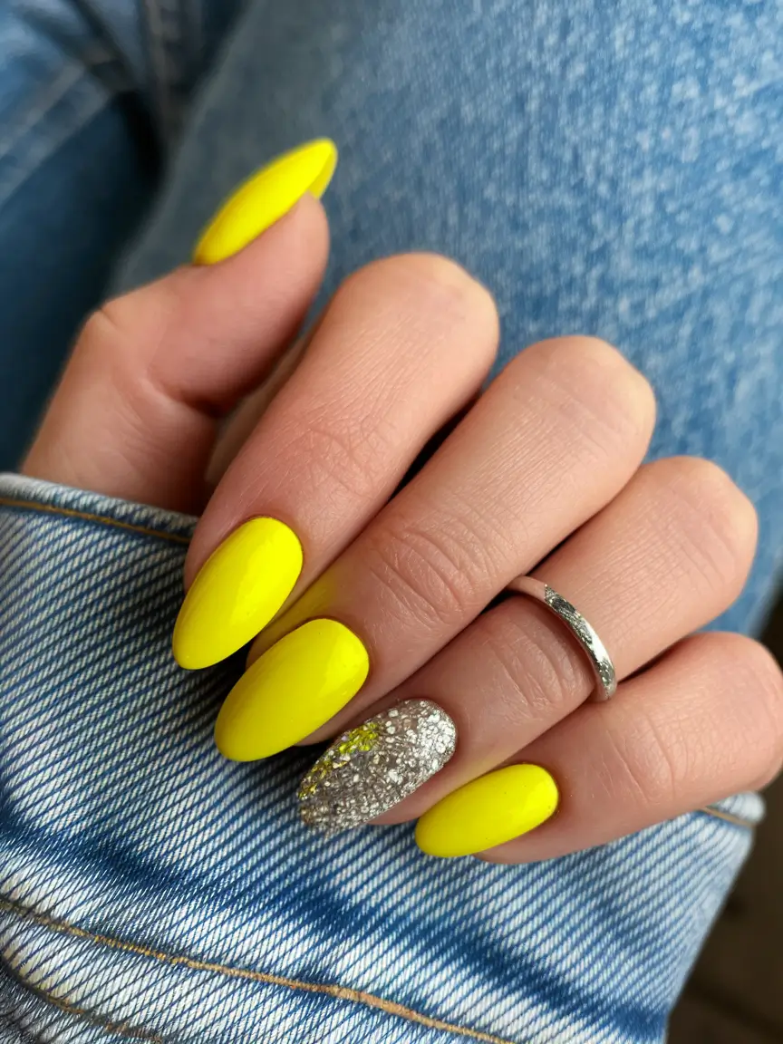 Fall nail colors for medium skin 2025 – Marigold Pop with Silver Party Accent