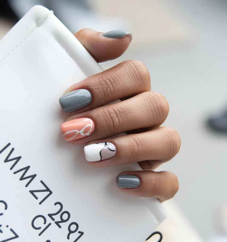 fall nails art 2025 Neutral Mix and Match