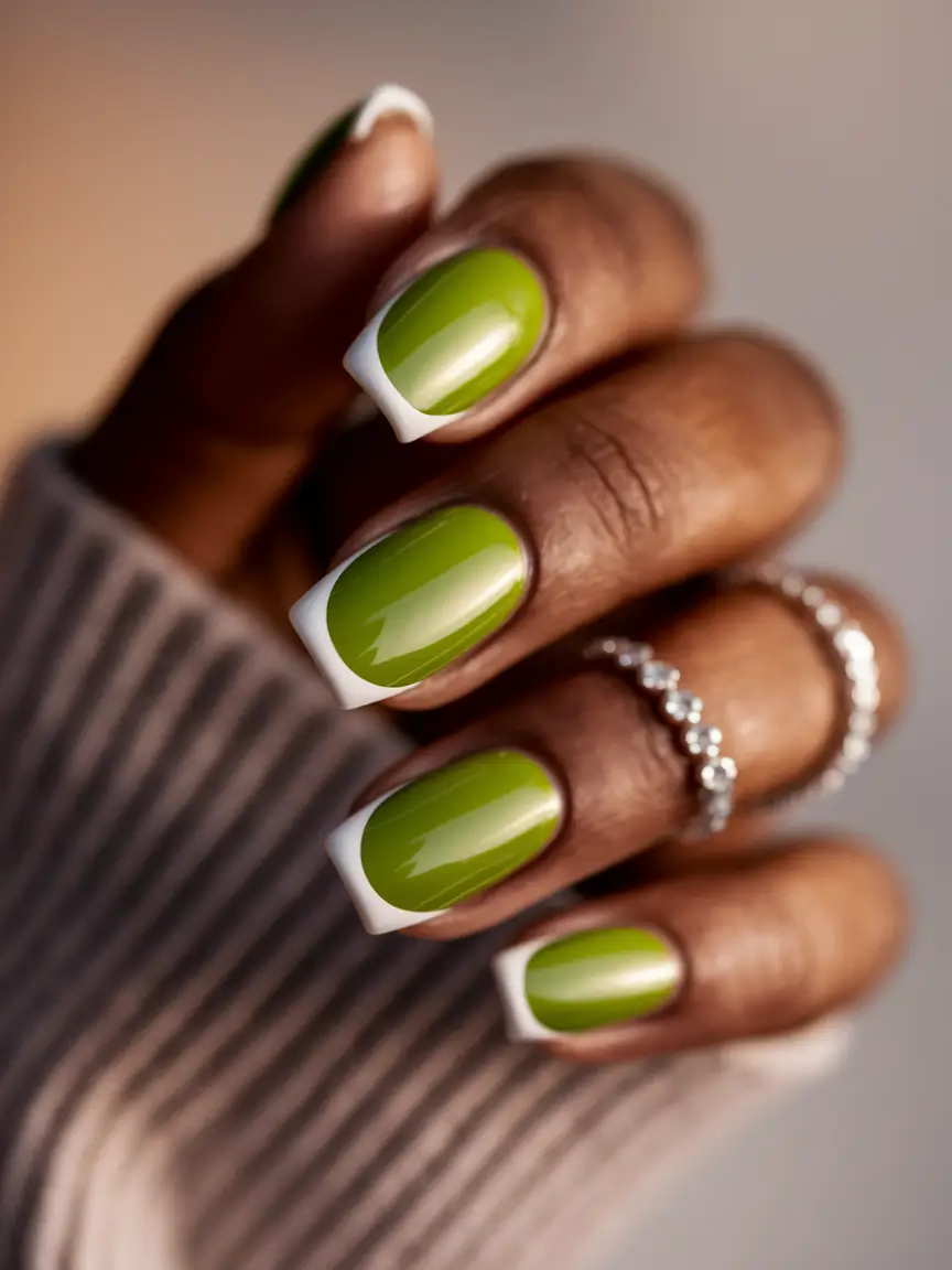 fall nails art 2025 Olive French Refresh