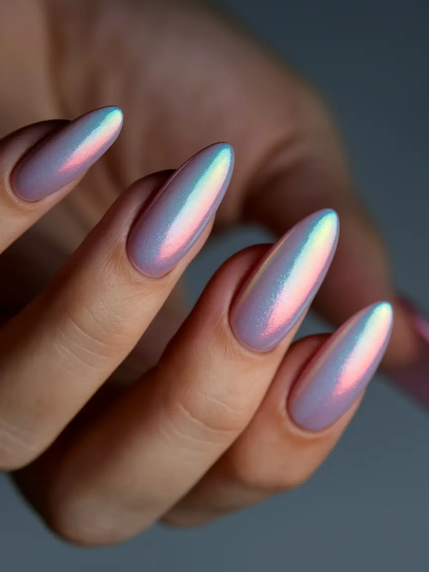 fall nails art 2025 Iridescent Glow