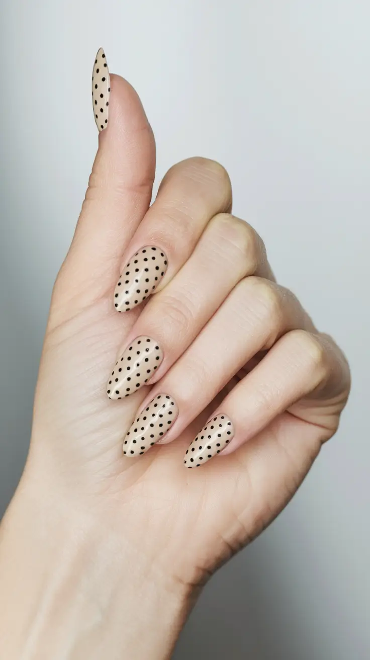 fall nails art 2025 Classic Polka Neutral
