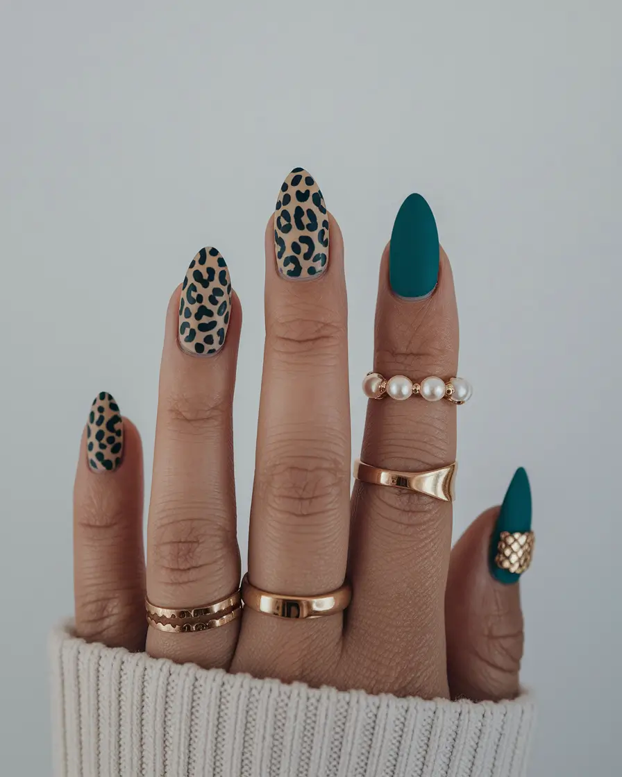fall nails art 2025 Modern Leopard Accents