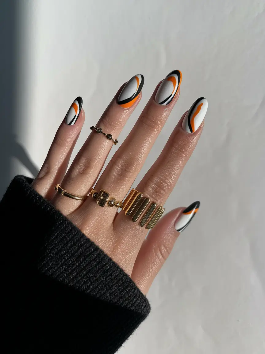 fall nails oval shape Graphic Autumn Energy