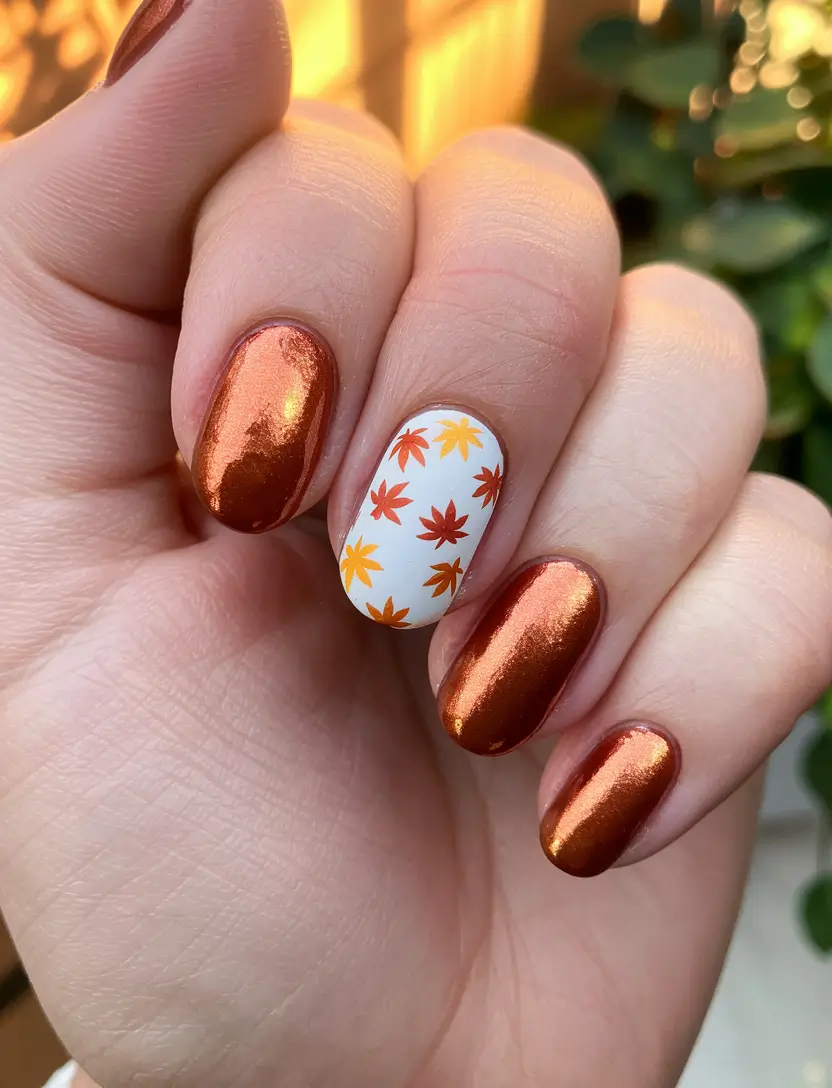 fall season nails 2025 Falling Leaves Fantasy