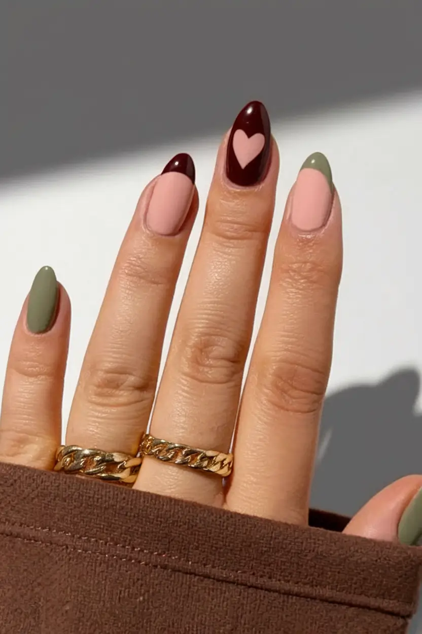 fall season nails 2025 Autumn Heart Mix