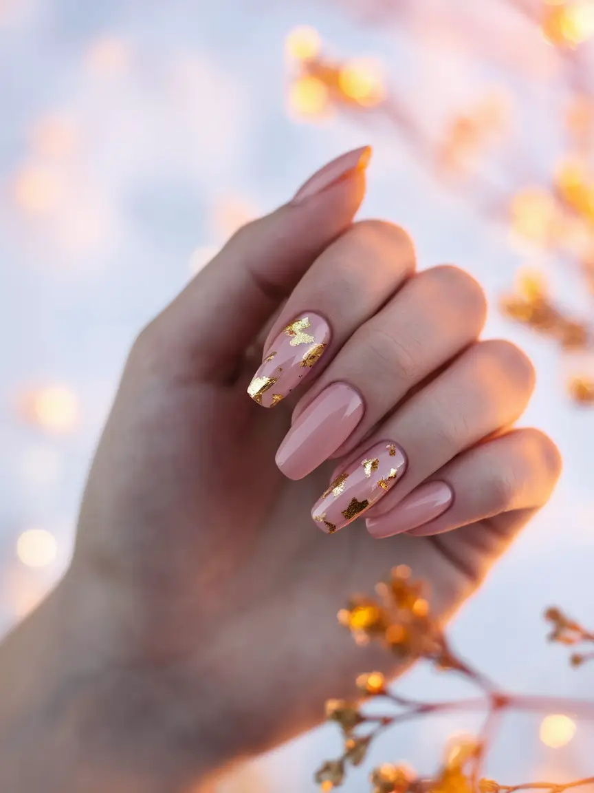 fall season nails 2025 Golden Autumn Elegance
