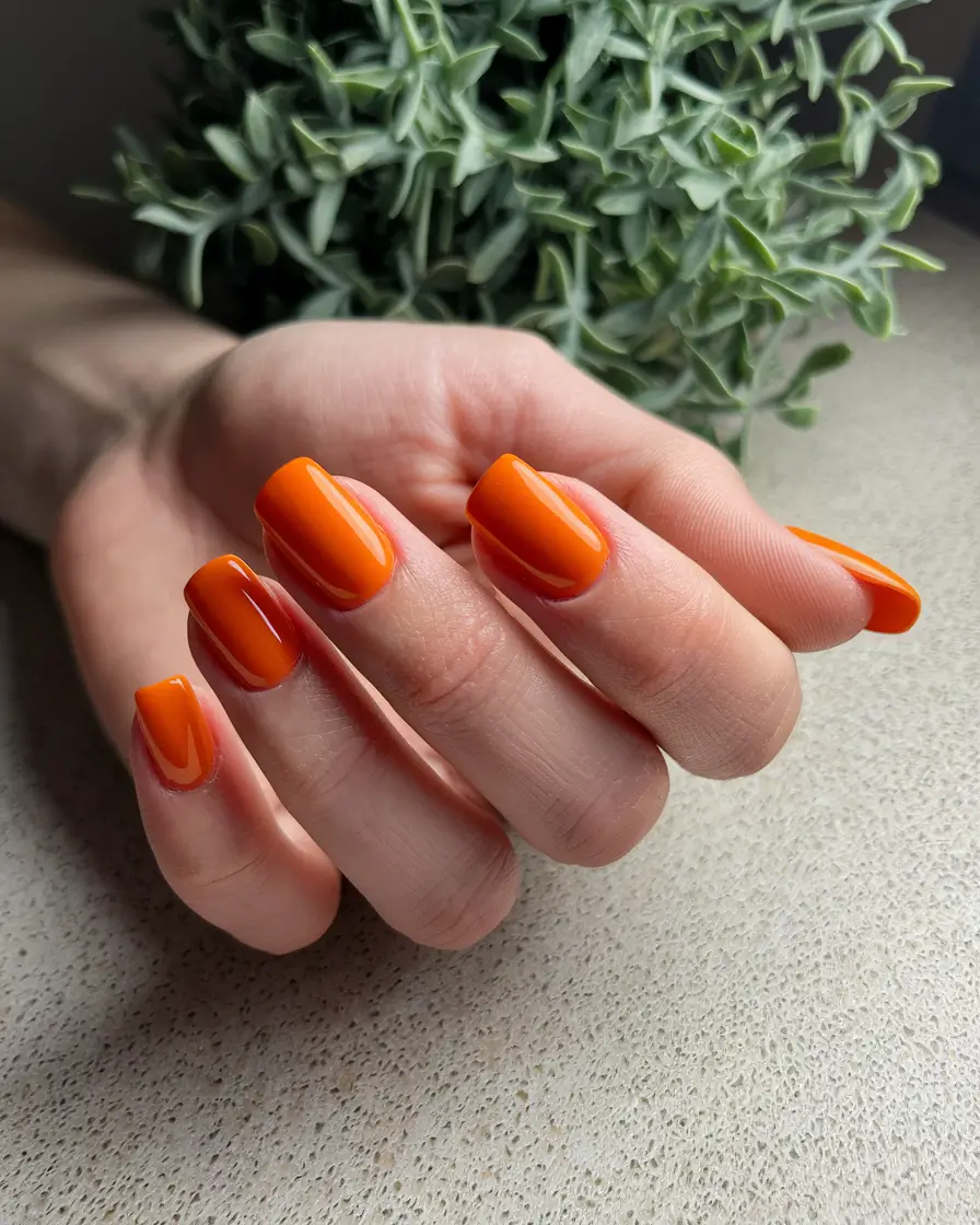 fall season nails 2025 Bold Burnt Orange Vibe