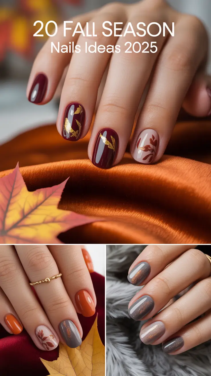 Fall Season Nails Ideas 2025: Classy Almond, Acrylic & Glitter Designs for November