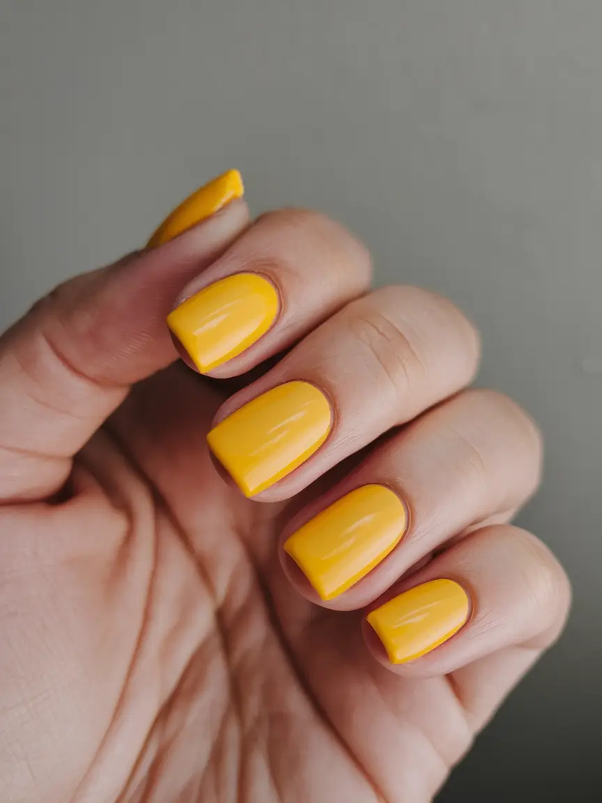 Fall Square Nails 2025 – Marigold Pop: Short, Glossy, Joyful