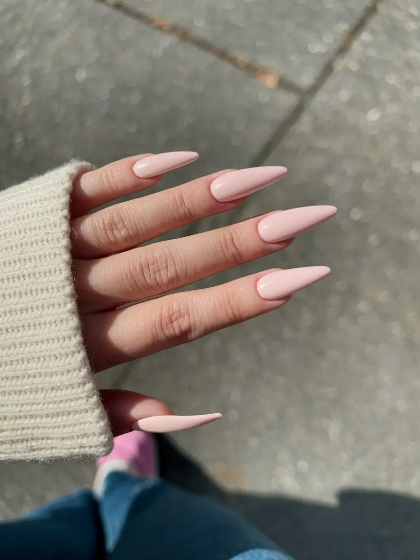 fall stiletto nails 2025 Blush Nude Elegance