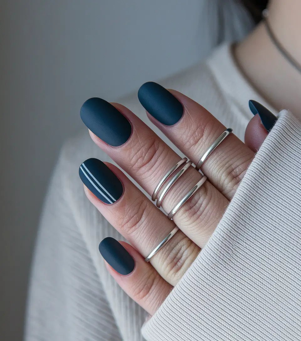minimalist fall nails 2025 Midnight Matte with a Modern Edge
