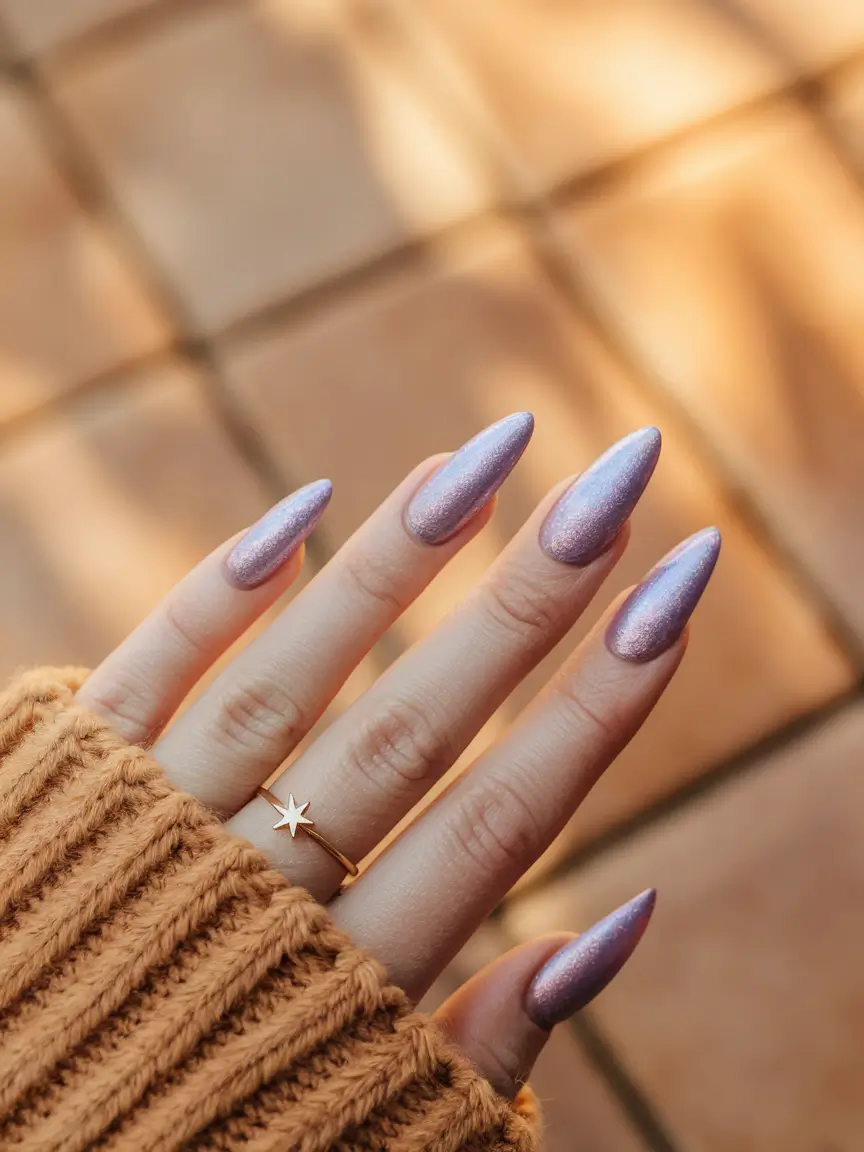 minimalist fall nails 2025 Lavender Frost Glow