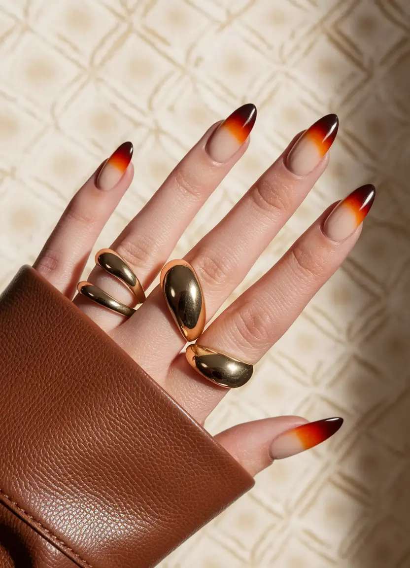 minimalist fall nails 2025 Sunset Gradient Tips
