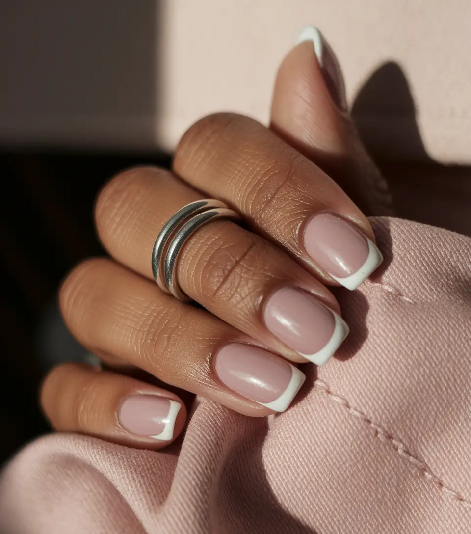 minimalist fall nails 2025 Crisp White-Edged French