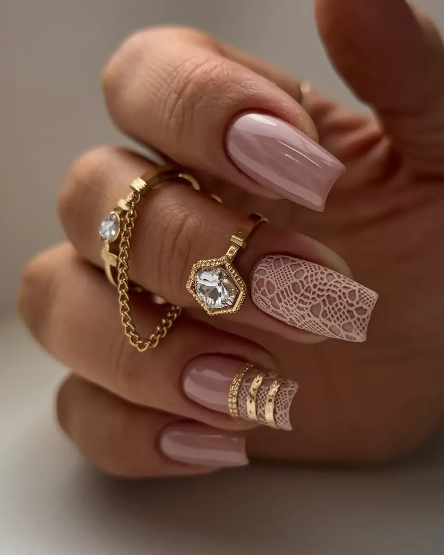 minimalist fall nails 2025 Blush Lace Luxury