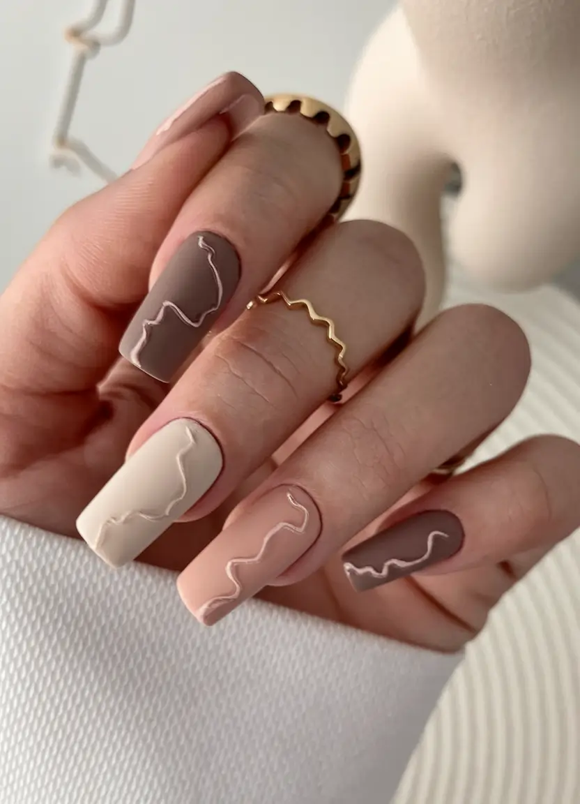 minimalist fall nails 2025 Earthy Neutrals with Subtle Texture