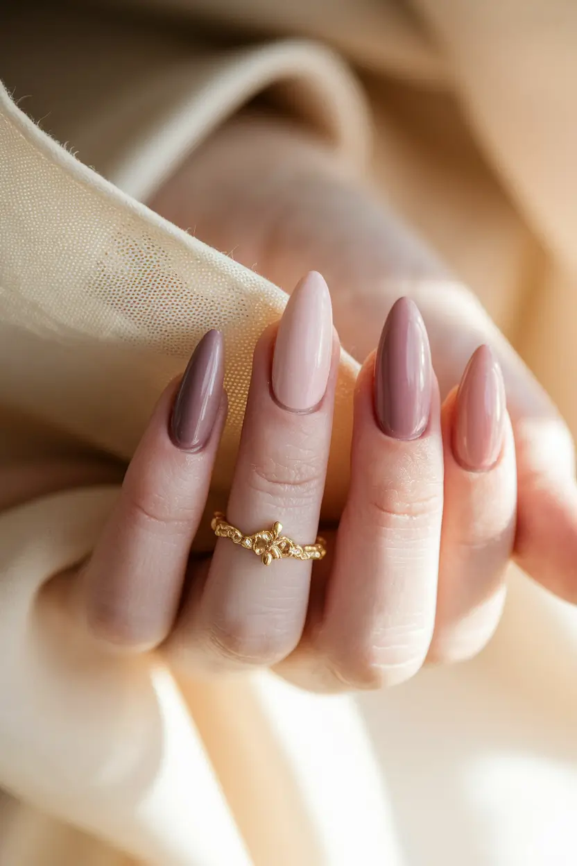 neutral fall nails 2025 Gradient Neutrals in Almond Shape