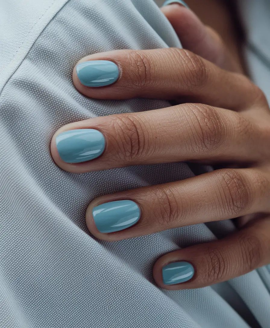 neutral fall nails 2025 Cool Blue Minimalism