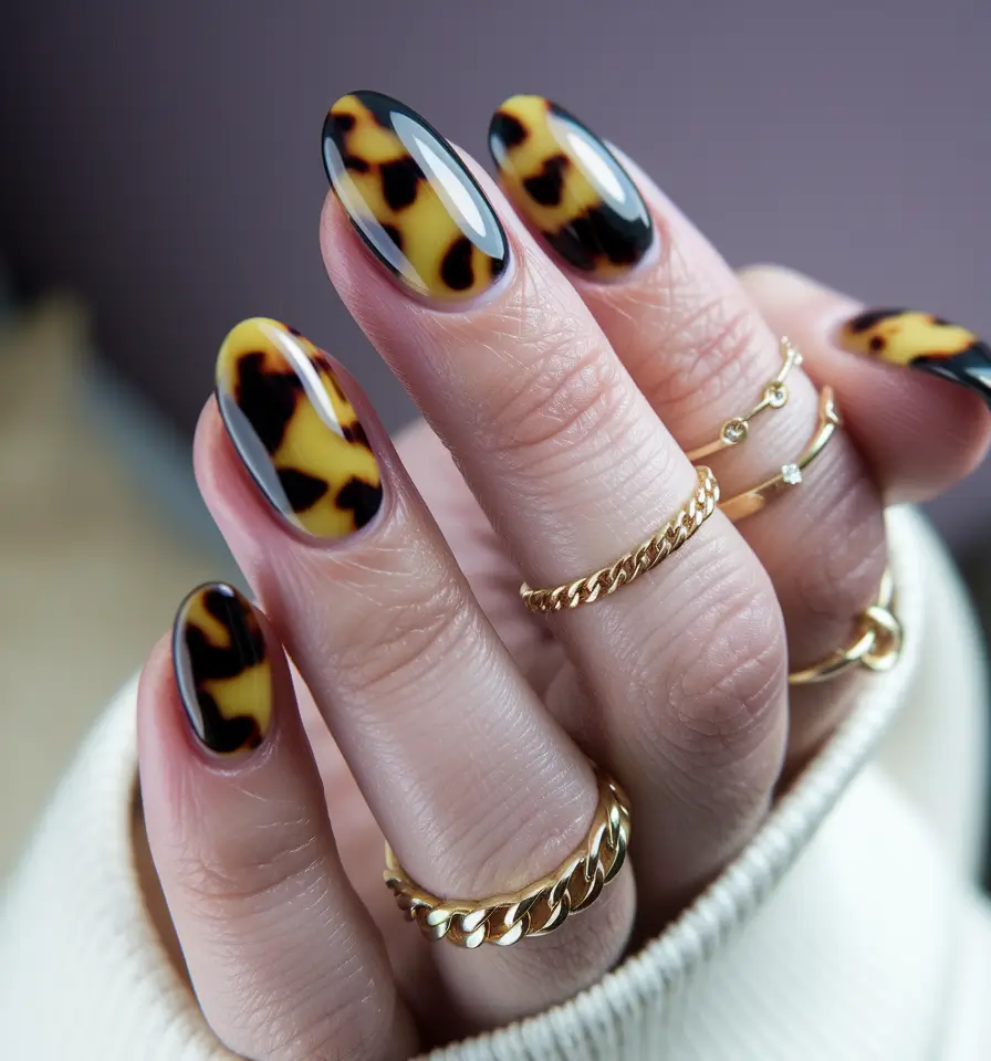round fall nails 2025 Classic Tortoiseshell Luxe