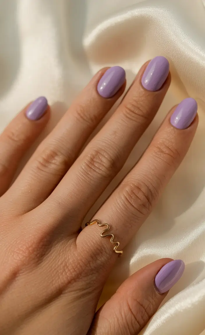 round fall nails 2025 Soft Lilac Simplicity