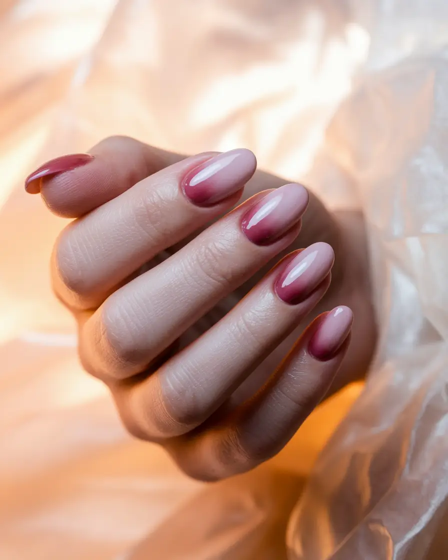 round fall nails designs Burgundy Fade Romance