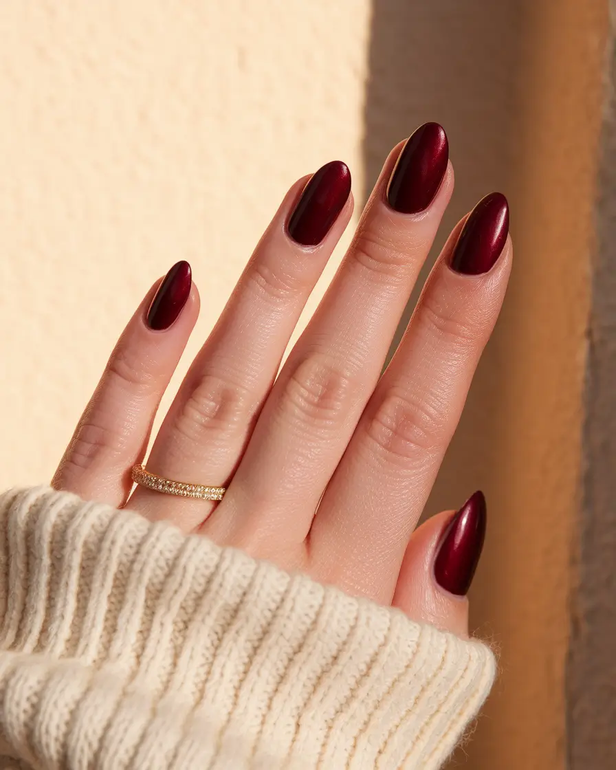 round fall nails 2025 Satin Cherry Wine