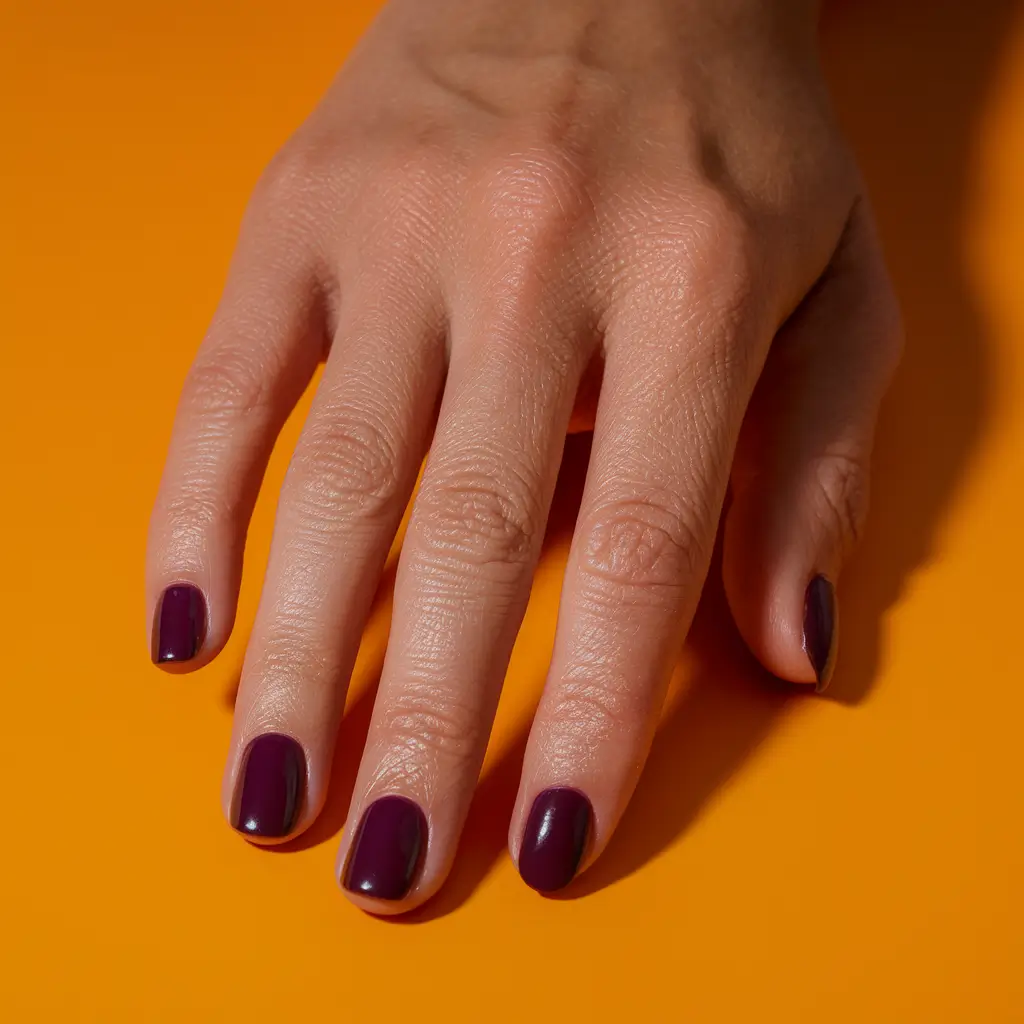 short fall nails trends 2025 – Blackberry Squoval—Minimal, Glossy, Always Right