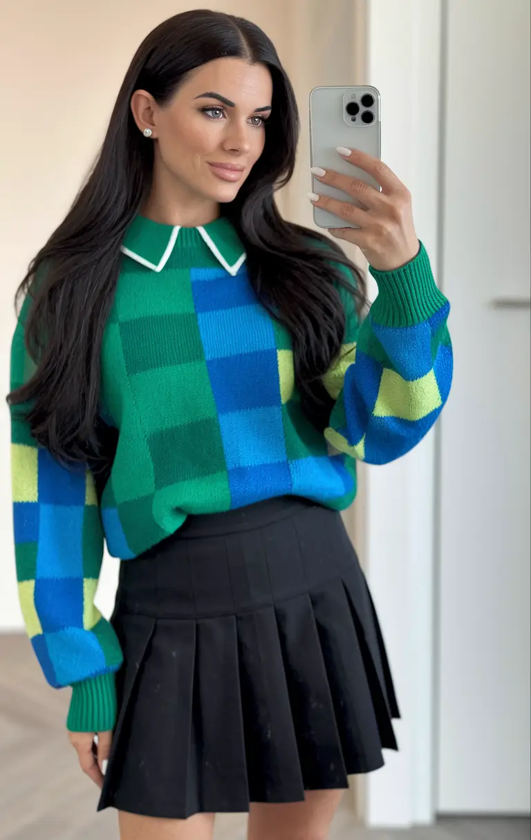 fall sweater outfits 2025 Color-Block Charm and Preppy Revival