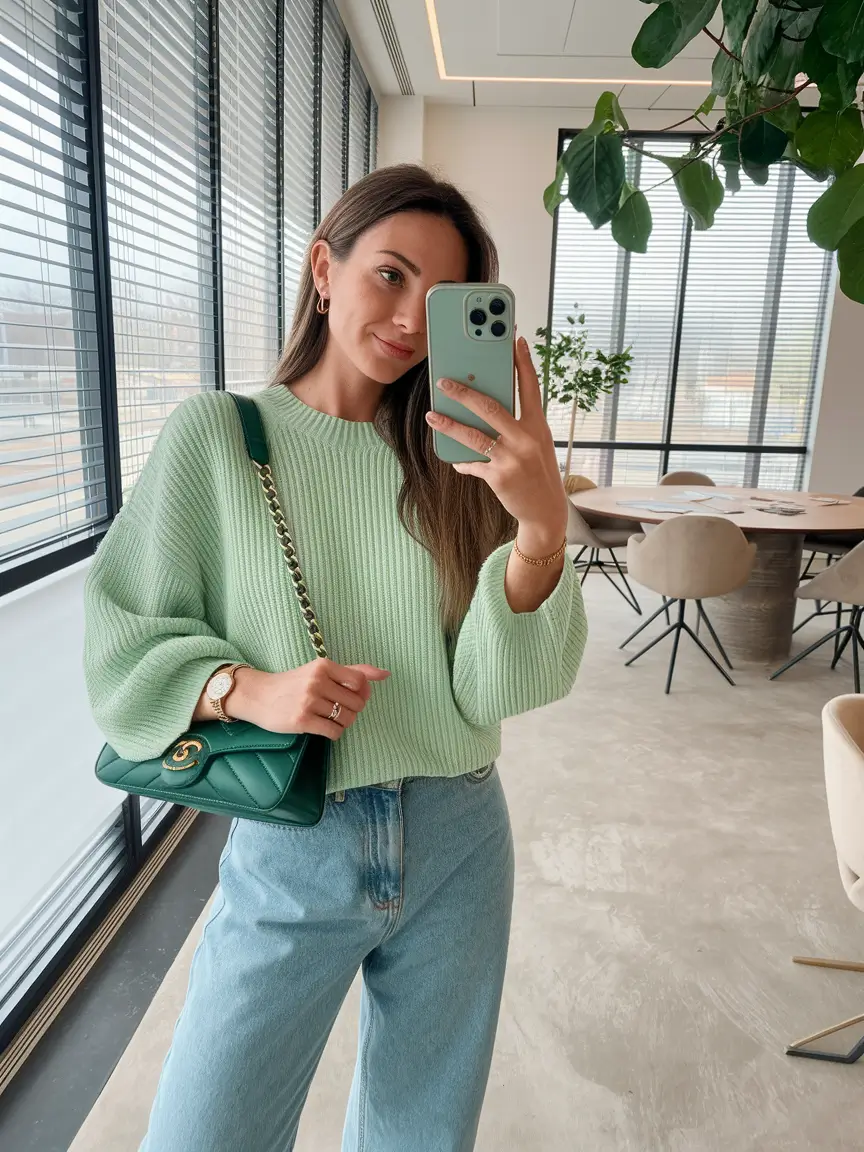 fall sweater outfits 2025 Minty Fresh and Polished