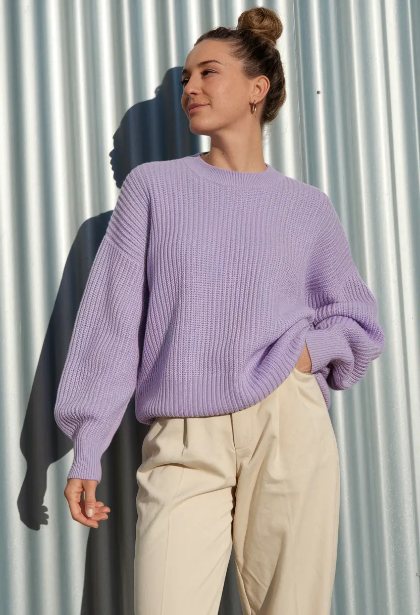 fall sweater outfits 2025 Lavender Dreams and Soft Neutrals