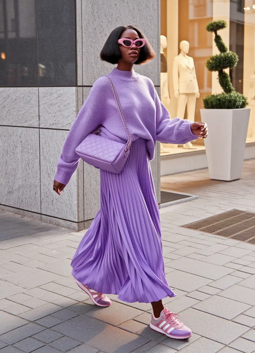 fall outfits black women skirt Lavender Layers with Movement