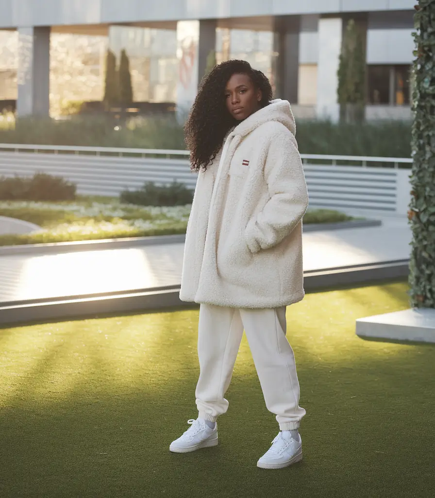 fall outfits black women streetwear Off-Duty Minimalist in Cream