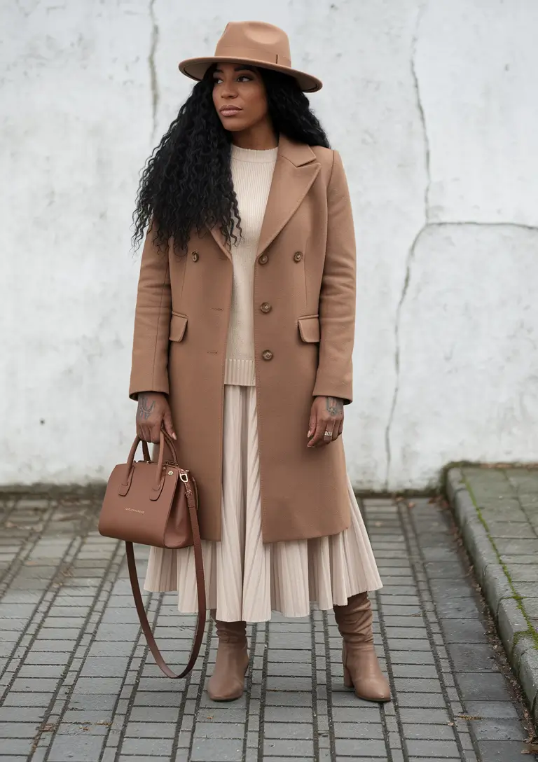 fall outfits for black women over 50 Shades of Caramel Elegance