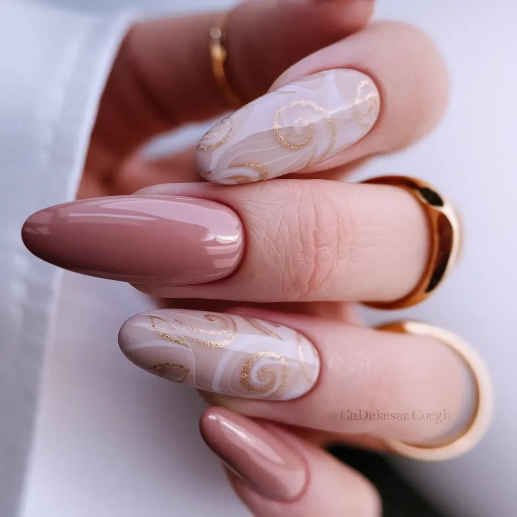 2026 Delicate Swirls of Nude & Gold