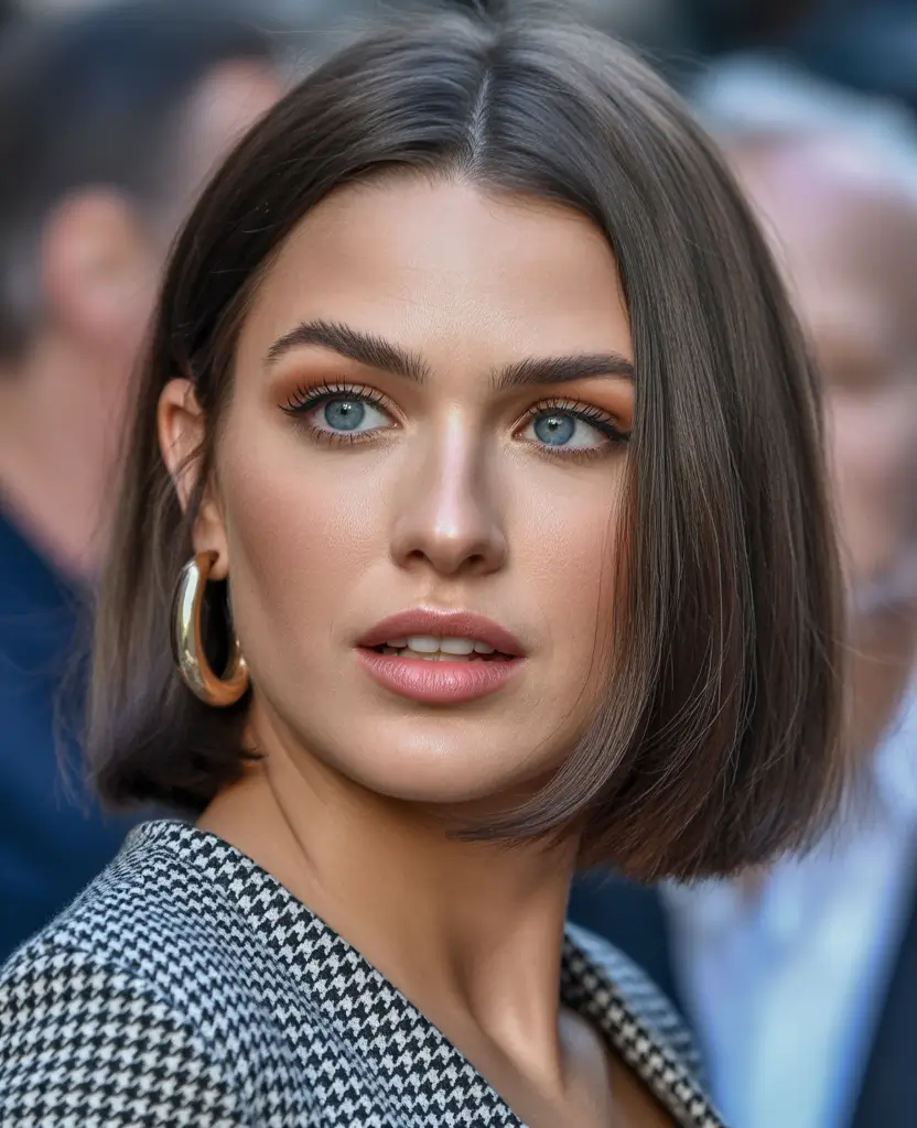 Brunette Hair Color Ideas Winter 2025-2026 Classic Brunette Bob with Smooth Layers