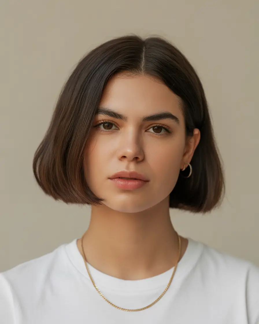 Brunette Hair Color Ideas Winter 2025-2026 Chic Short Bob with Dark Depth